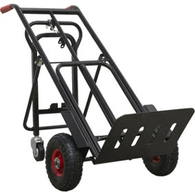 300kg Heavy Duty 3 in 1 Sack Truck & Solid PU Tyres - 45 degree Support Trolley Legs