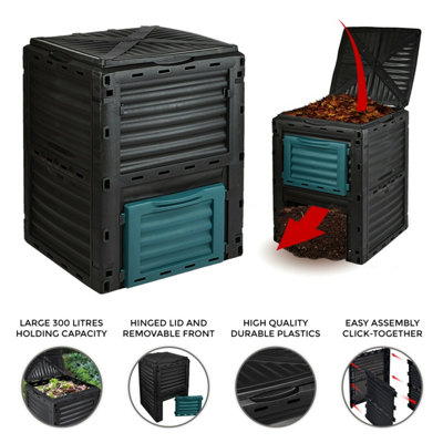 300L Garden Composter Bin Organic Waste Compost Converter Eco Friendly