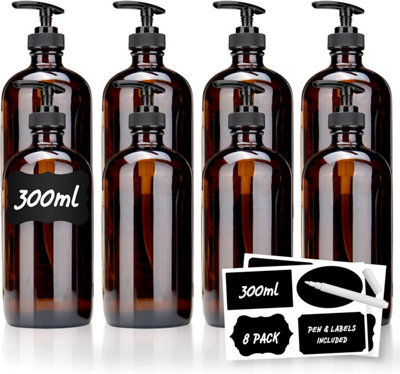 300ml Pump Bottle Dispenser Classy Amber Bottles with Pump for Bathroom, Kitchen, and Outdoor Use 8 Pack Price Comparisons | Compare The Build