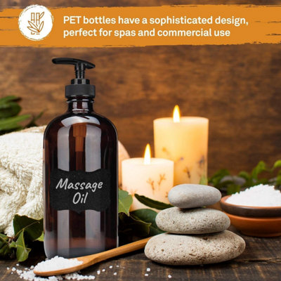 300ml Pump Bottle Dispenser Classy Amber Bottles with Pump for Bathroom - 4
