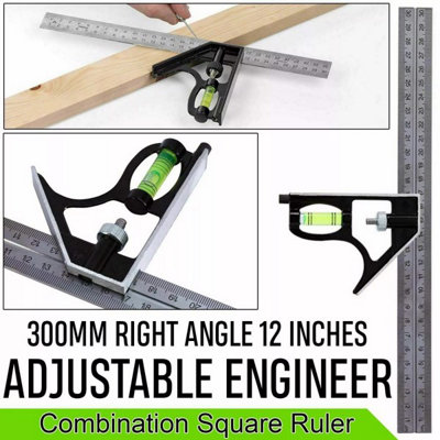 300mm (12") Adjustable Engineer Combination Square Set Square