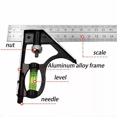 300mm (12") Adjustable Engineer Combination Square Set Square