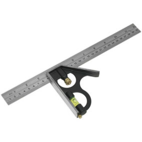 300mm Adjustable Combination Square - Steel Blade - Dual Marked - Woodworking