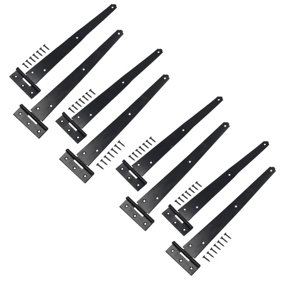 300mm Heavy Duty T Tee Hinges for Doors + Gates with Fixing Screws 8pc