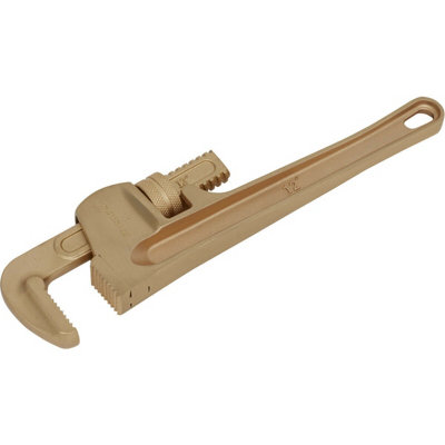 300mm Non-Sparking Adjustable Pipe Wrench with 60mm Jaw Capacity in Beryllium Copper