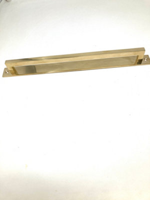 300mm Polished Brass Unlacquered Square Backplate Handle