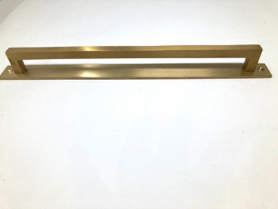 300mm Polished Brass Unlacquered Square Backplate Handle