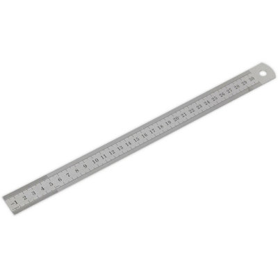 300mm Steel Ruler - Metric & Imperial Markings - Hanging Hole - 12 Inch ...