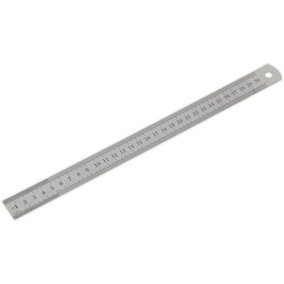 300mm Steel Ruler - Metric & Imperial Markings - Hanging Hole - 12 Inch Rule