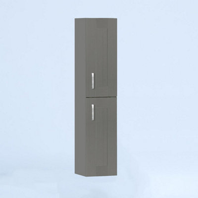 300mm Tall Wall Unit - Cambridge Solid Wood Dust Grey - Left Hand Hinge