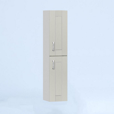 300mm Tall Wall Unit - Cambridge Solid Wood Light Grey - Left Hand Hinge