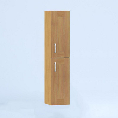 300mm Tall Wall Unit - Cambridge Solid Wood Natural Oak - Left Hand Hinge