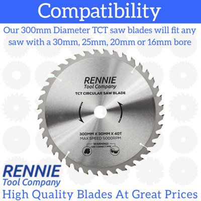 300mm x 40T TCT Circular Wood Saw Blade. Fits Bosch Makita Dewalt Circular Saws Etc