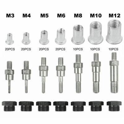 300PCS Hand Nut Tool Repair Kit Professional Riveter Rivnut Gun ...
