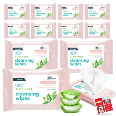300pk Makeup Cleansing Wipes Aloe Vera Face Wipes Makeup Remover Wipes Kind to Skin Make Up Wipes Sensitive Skin Daily Use Clean M