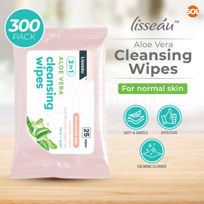 300pk Makeup Cleansing Wipes Aloe Vera Face Wipes Makeup Remover Wipes Kind to Skin Make Up Wipes Sensitive Skin Daily Use Clean M - 3