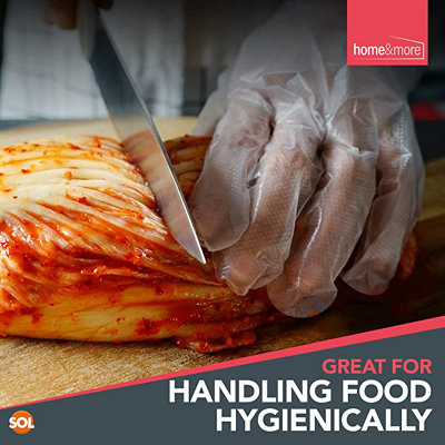 300pk Plastic Gloves Disposable Medium Large - Food Prep Gloves - Polythene Disposable Gloves for Kitchen Cooking Catering - 6