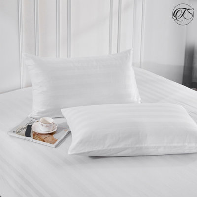 300TC White Satin Stripe Pillowcases with Zip Closure, 50cm x 75cm, Pack of 2