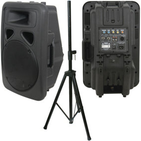 300W 12" Active Karaoke Speaker & Heavy Duty DJ PA Stand Moulded Amp System