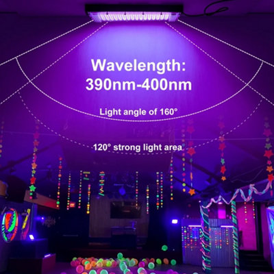 VAYALT 100 W led-blacklight-schijnwerper, 2 stuks led-uv-straler, party, 395-405 nm, IP66 waterdicht, blacklight lamp met stekker, uv-licht voor disco, glow- party, feestaccessoires