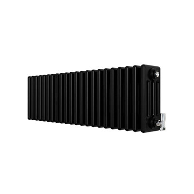 300x1010mm Horizontal Traditional 4 Column Cast Iron Style Radiator Black