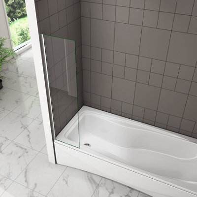 100x200cm Glass Shower Screen with White U-brackets & Square Pole main image 0