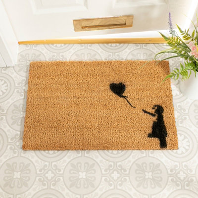Artsy Doormats Girl With A Balloon Graffiti Doormat
