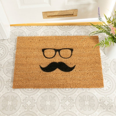 Artsy Doormats Mustache & Glasses DoormatRegular 60X40Cm from B&Q