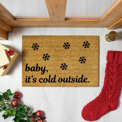 B&Q -  Baby It's Cold Outside Snowflakes Doormat