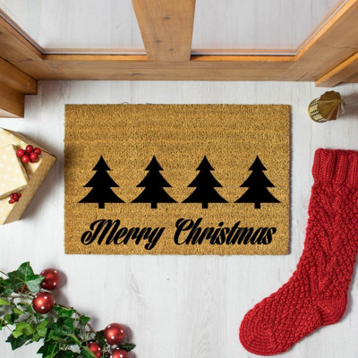 Artsy Doormats Christmas Trees With Merry Christmas Greeting Doormat from B&Q