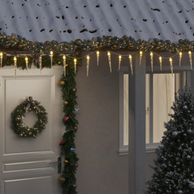 Berkfield Christmas Icicle Light 100 Leds Warm White 10 M Acrylic Pvc from B&Q
