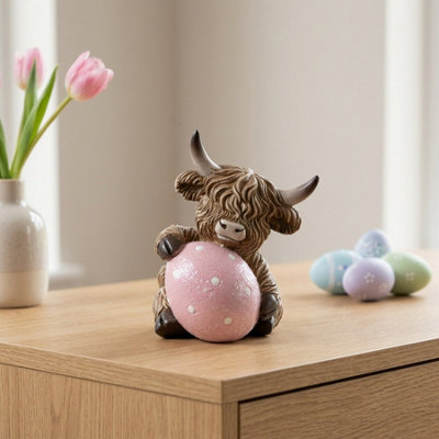 Garden Greatness Highland Cow Easter Egg Ornament from B&Q