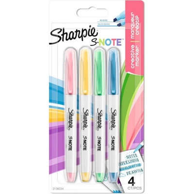 Accessotech 4 Sharpie S Note Pastel Highlighters Pack Creative Chisel Tip Markers For Note Taking Journaling And Drawing