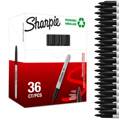 Sharpie Permanent Markers Fine Point For Bold Details Black Ink 36 Marker Pens