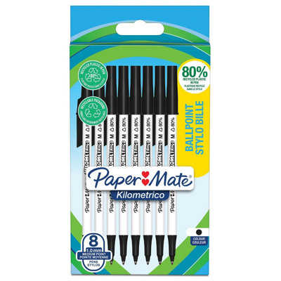Paper Mate Kilometrico Ballpoint Pens Medium Point (1.0mm) Black Ink - 8 Pens - Image 12