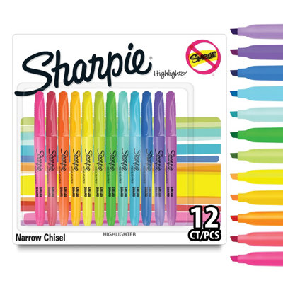 Sharpie Pocket Highlighters Chisel Tip Assorted Fluorescent Ink Colours 12 Highlighter Pens from B&Q