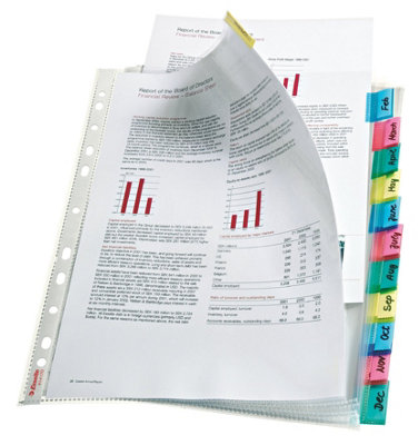Esselte Index Punched Pocket With 12 TabsHolds Up To 30 A4 SheetsTransparent130 Micron Pp Material414170 from B&Q