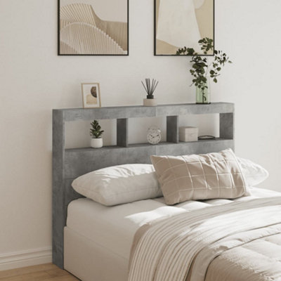 Berkfield Headboard Cabinet With Led Concrete Grey 140X17X102 Cm from B&Q
