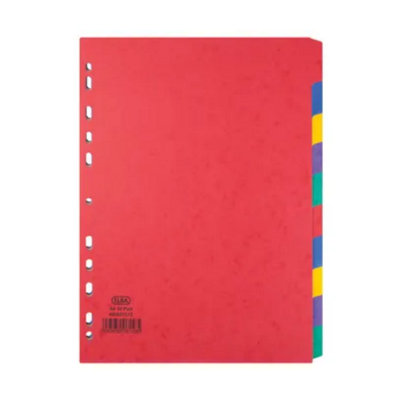 Elba 10 Part Pressboard Punched A4 10 Part Index Dividers In Assorted Colours With Plain Tabs from B&Q