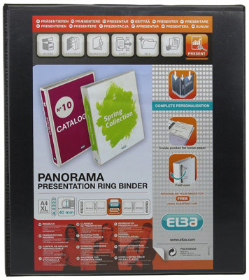 Elba Emgee Presentation Ring Binder Pvc 4 D-Ring 40mm Capacity A4 Black Ref 560323 Pack Of 6 from B&Q