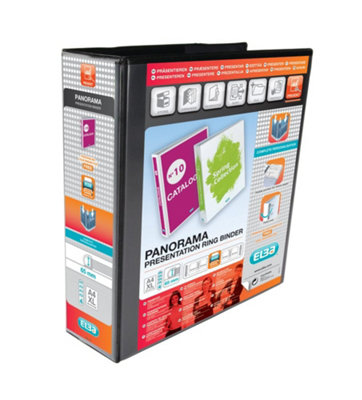 Elba A4 4 D-Ring Binder65mm Capacity90mm SpinePresentation Folder With Customisable CoverPortraitBlack (Pack Of 4) from B&Q