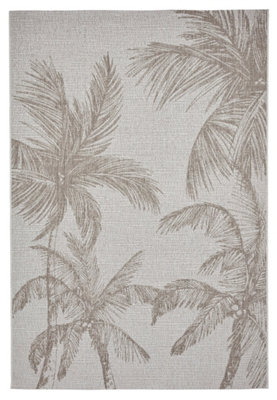 305 Flat Easy Clean Palm Trees Rug - Beige - 120x170