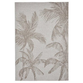 305 Flat Easy Clean Palm Trees Rug - Beige - 160x220