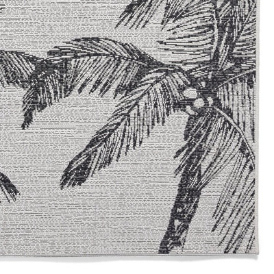 305 Flat Easy Clean Palm Trees Rug - Cream/Black - 160x220