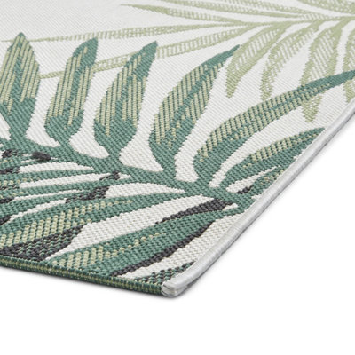 305 Flat Easy Clean Palmate Rug - Light Beige/Green - 200x290