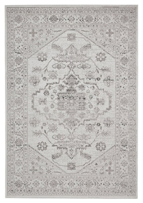 305 Flat Easy Clean Traditional Rug - Ivory/Black - 160x230