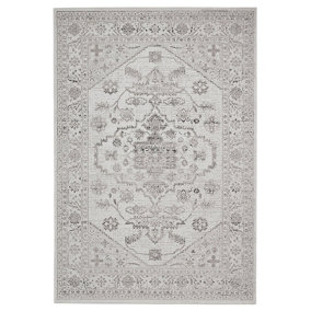 305 Flat Easy Clean Traditional Rug - Ivory/Black - 160x230