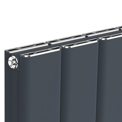 305mm x 1800mm Double Aluminium Panel Radiator in Anthracite Grey ...