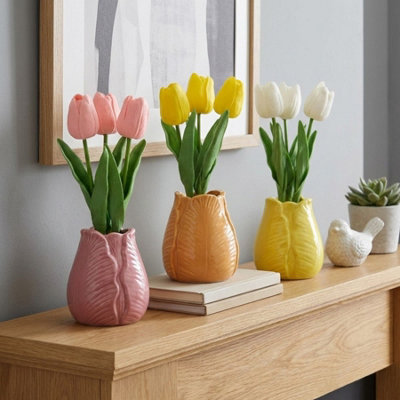 Garden Greatness Trio Artificial Tulip In Vase Set from B&Q