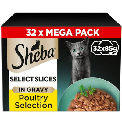 Sheba Select Slices Wet Cat Food Trays Poultry Selection In Gravy 32 X 85G